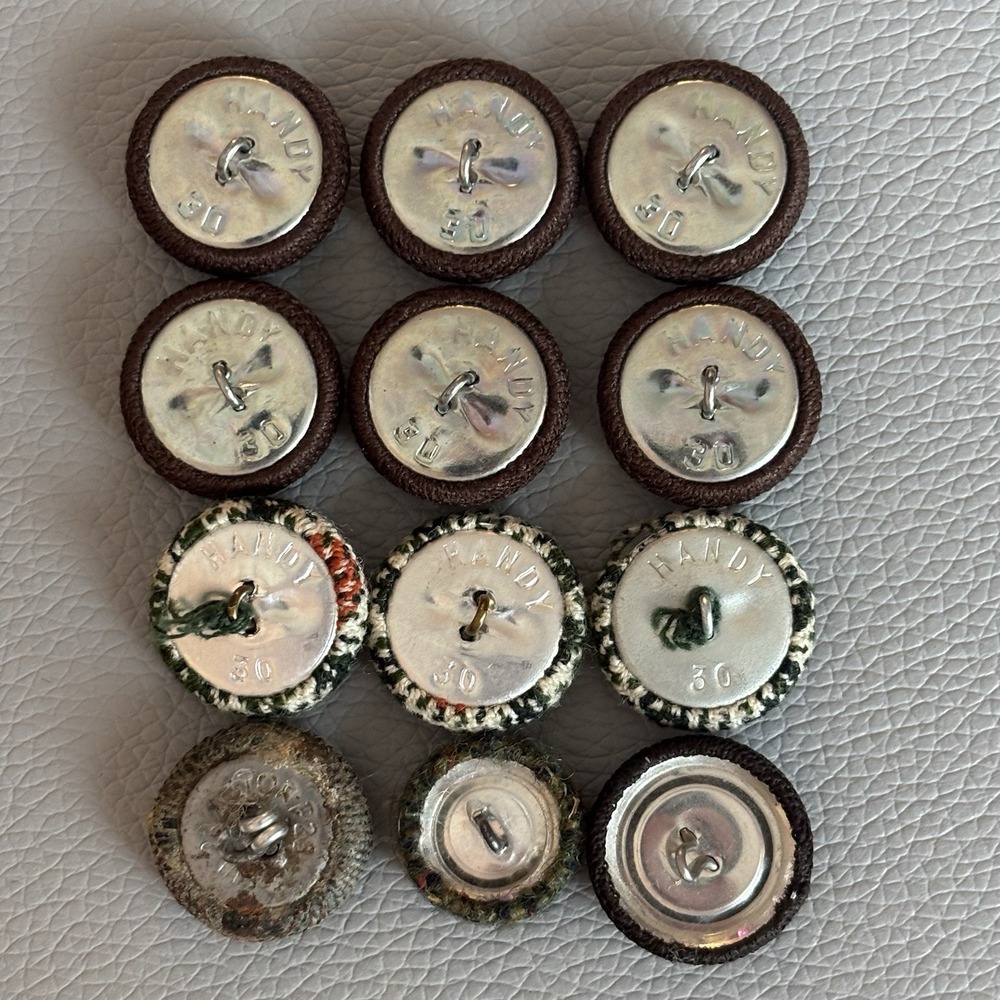 Vintage Fabric Covered Button Lot 1930s–50s Wool Tweed Satin & Thread Wrapped - Picture 13 of 16